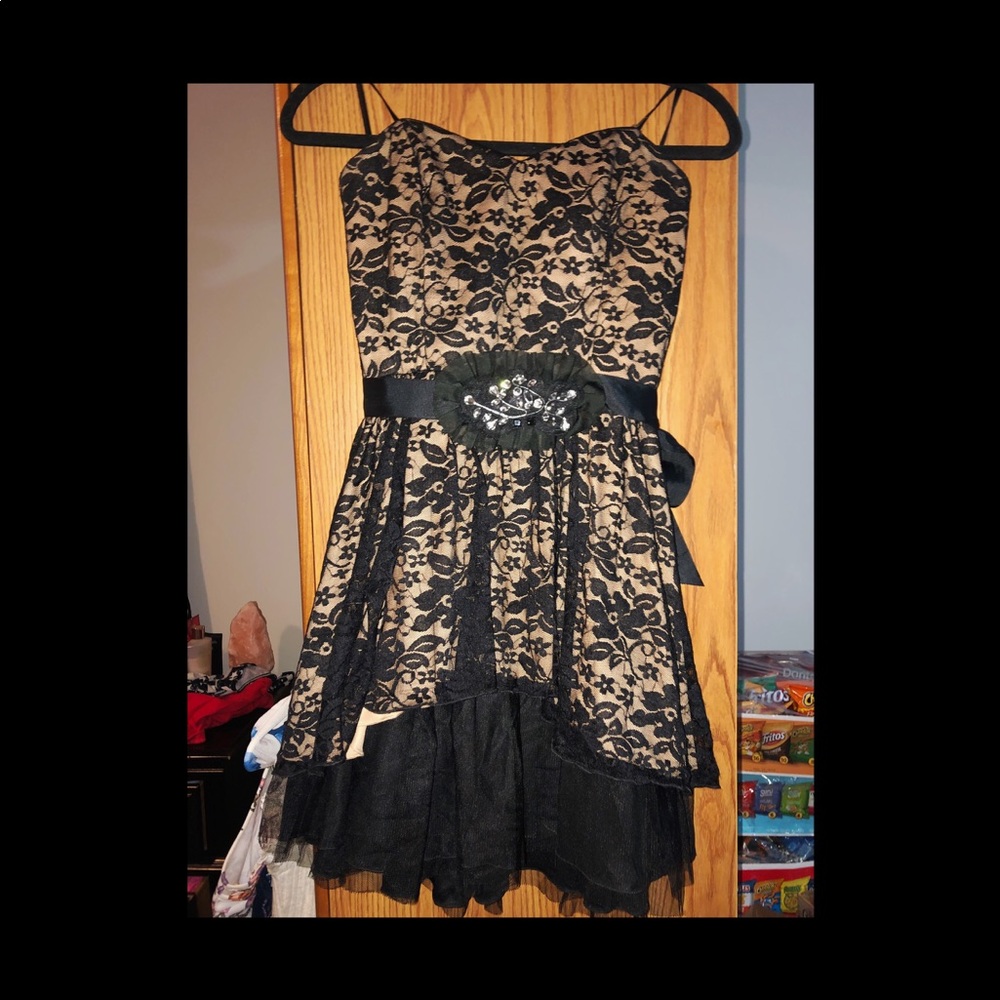 Very short Floral black dress